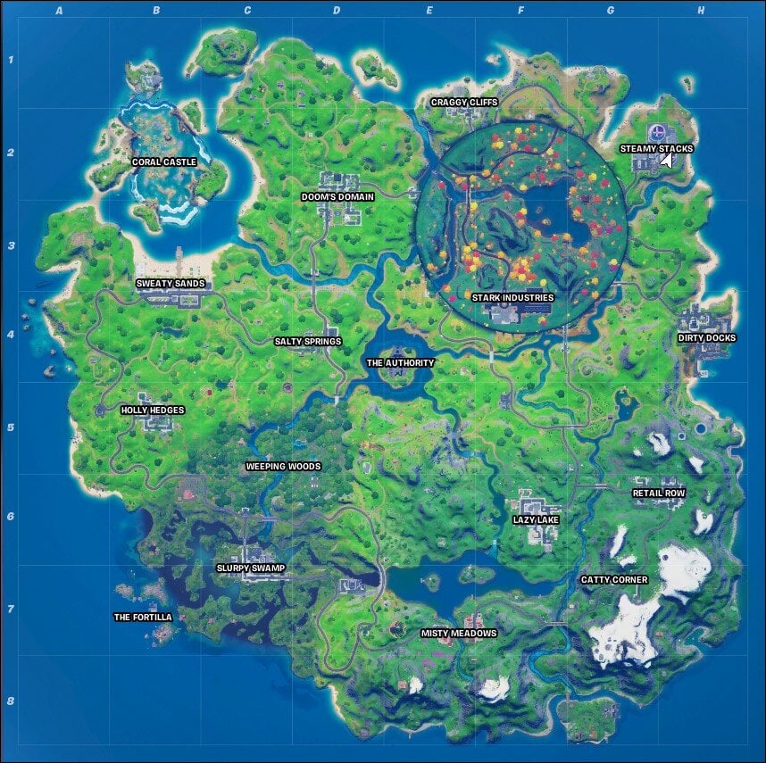 Steamy Stacks Location in map
