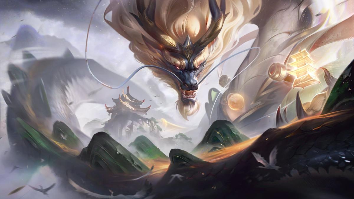 LOL Mythic Variant of Porcelain Protector Aurelion Sol Skin: Splash Art ...