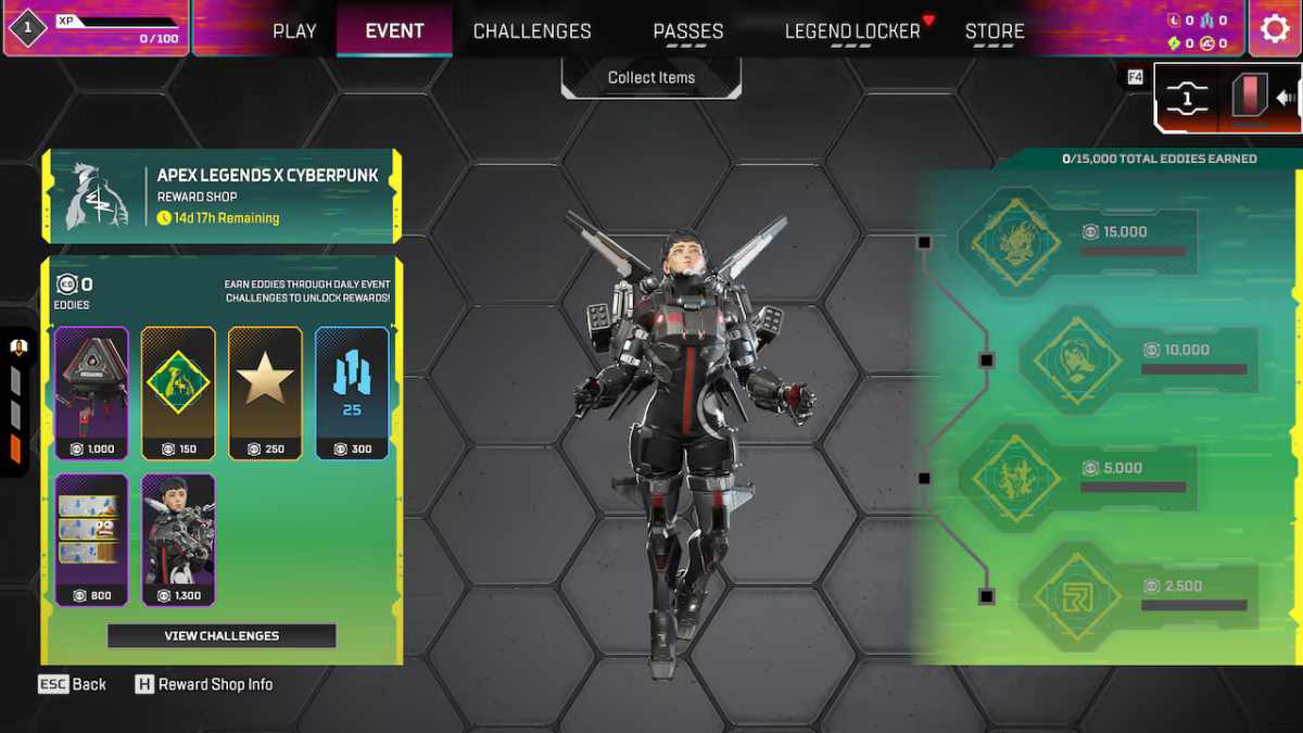 Apex Legends x Cyberpunk Reward shop