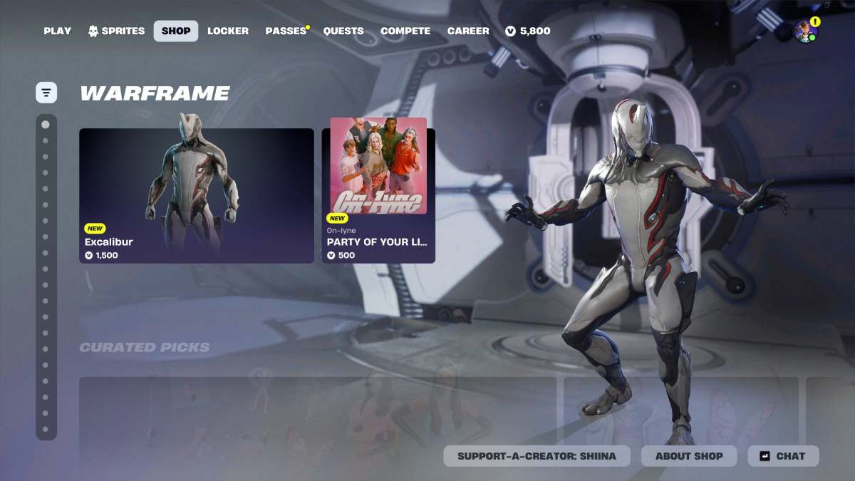EXCALIBUR WARFRAME Collab skin