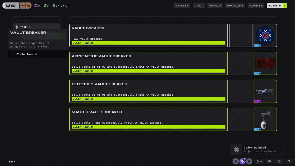Marathon Codex Challanges rewards