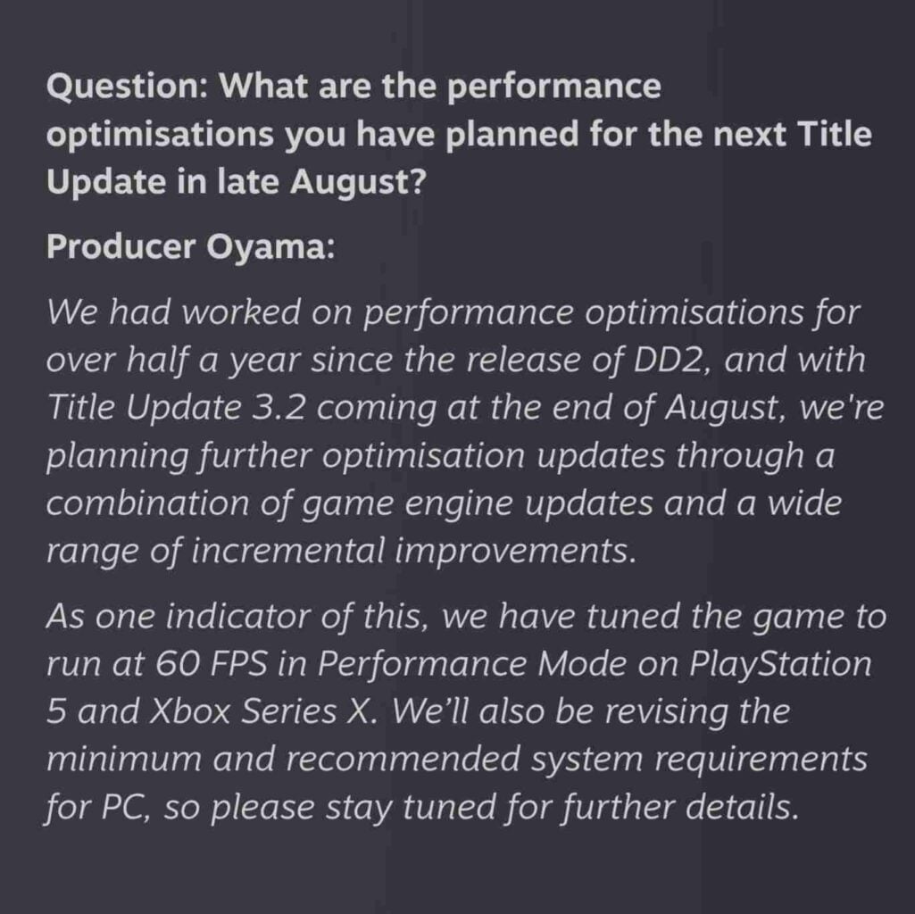 Dragon’s Dogma 2 Is Finally Getting a 60 FPS Update on PS5 and Xbox Series X