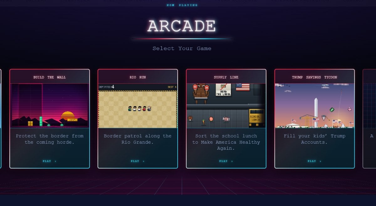 White House Retro Arcade Trump themed games