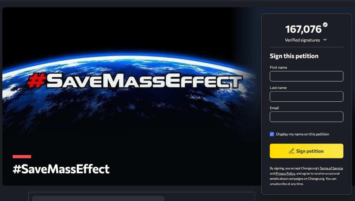 Save Mass Effect Petition
